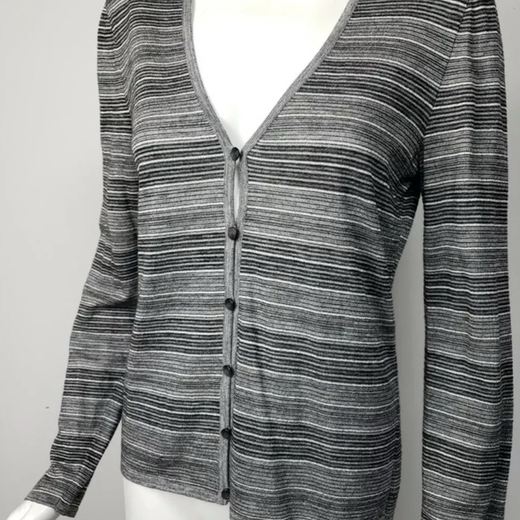 Escada Saks Fifth Avenue Silk gray silver striped Cardigan 34 - Picture 9 of 10